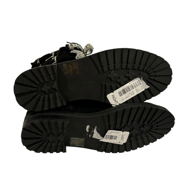 KURT GEIGER Sutton Bow Boot Black Suede Crystal Eagle Bow - Picture 13 of 16